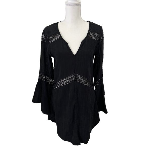 L*Space Bloomfield Swim Cover Up Tunic Cotton Dress Black Size Large Beach Pool - Picture 2 of 15